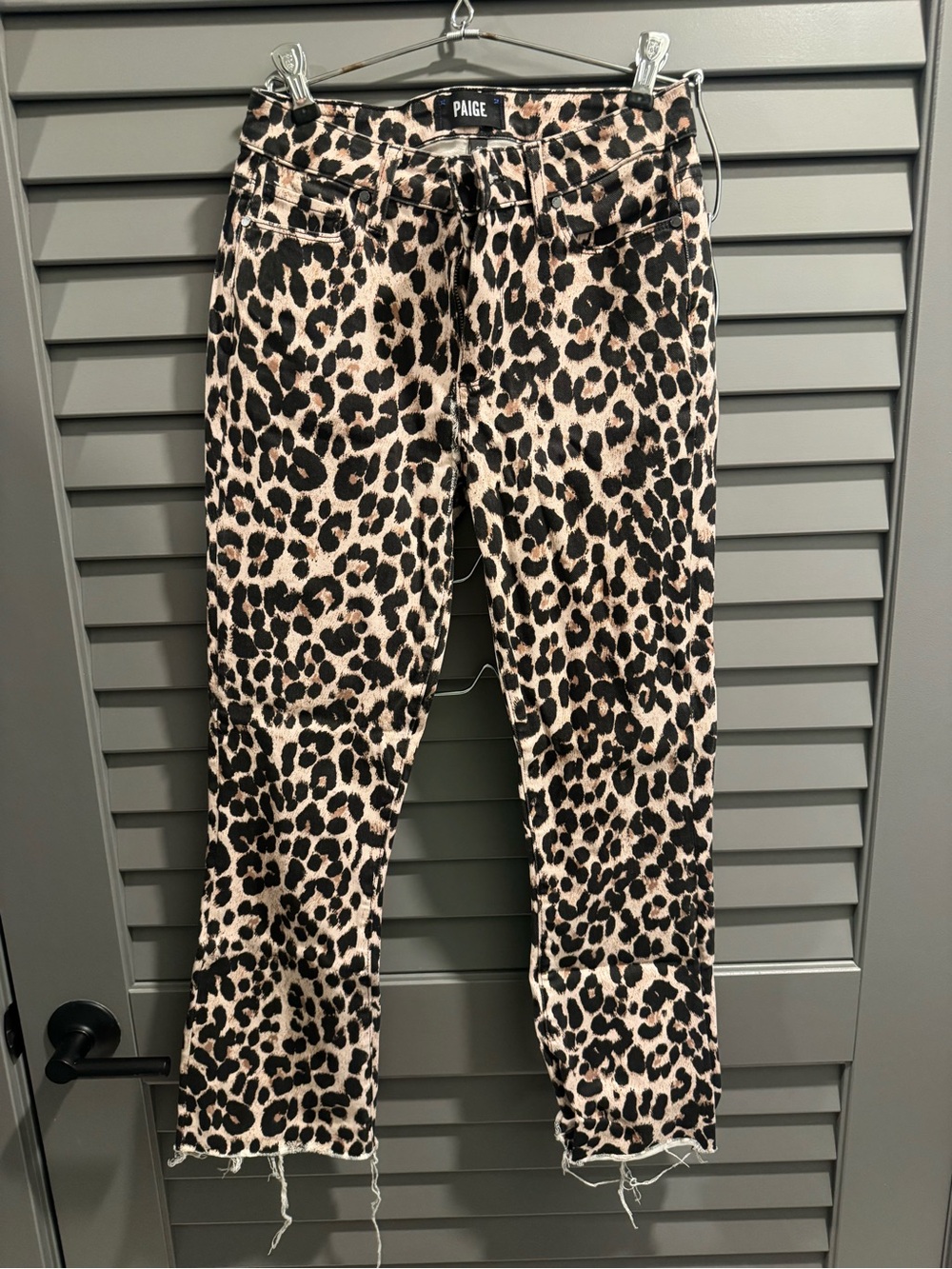 PAIGE Leopard-Print Cropped Jeans in Tan and Black